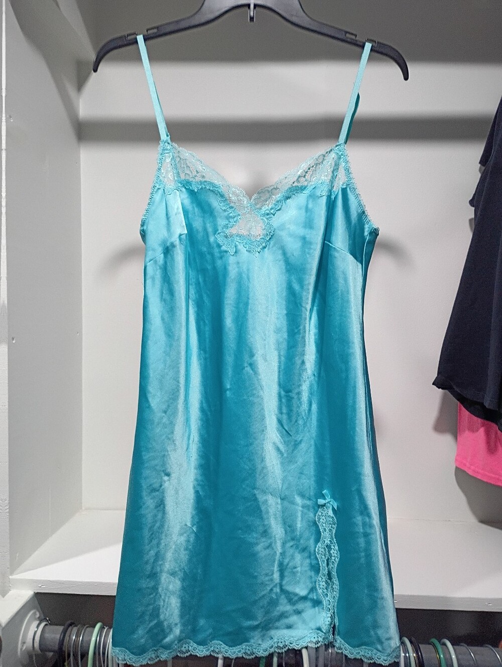 Victoria's Secret Vintage Silky Turquoise Chemise